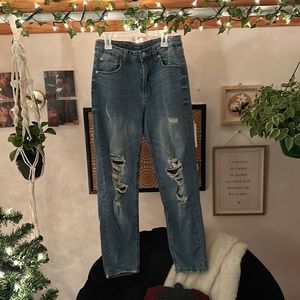 ripped high waisted mom jeans